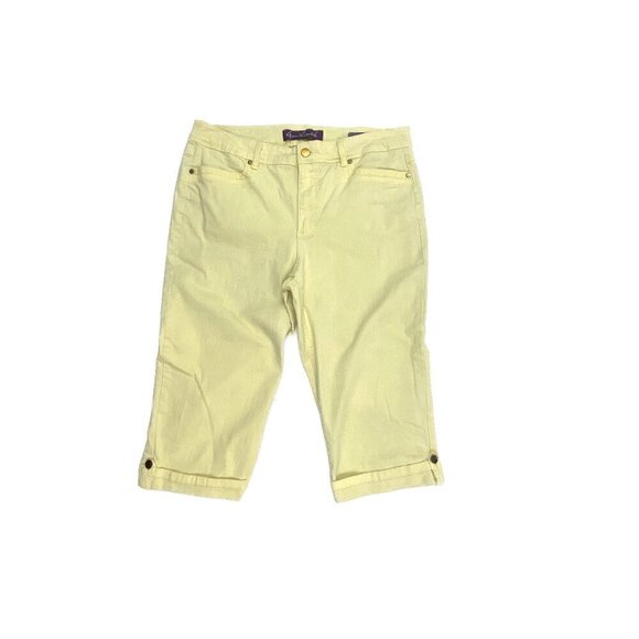Gloria Vanderbilt Cuffed Skimmer Women's size 10 Yellow Denim Jean Shorts   Grea - Picture 1 of 4